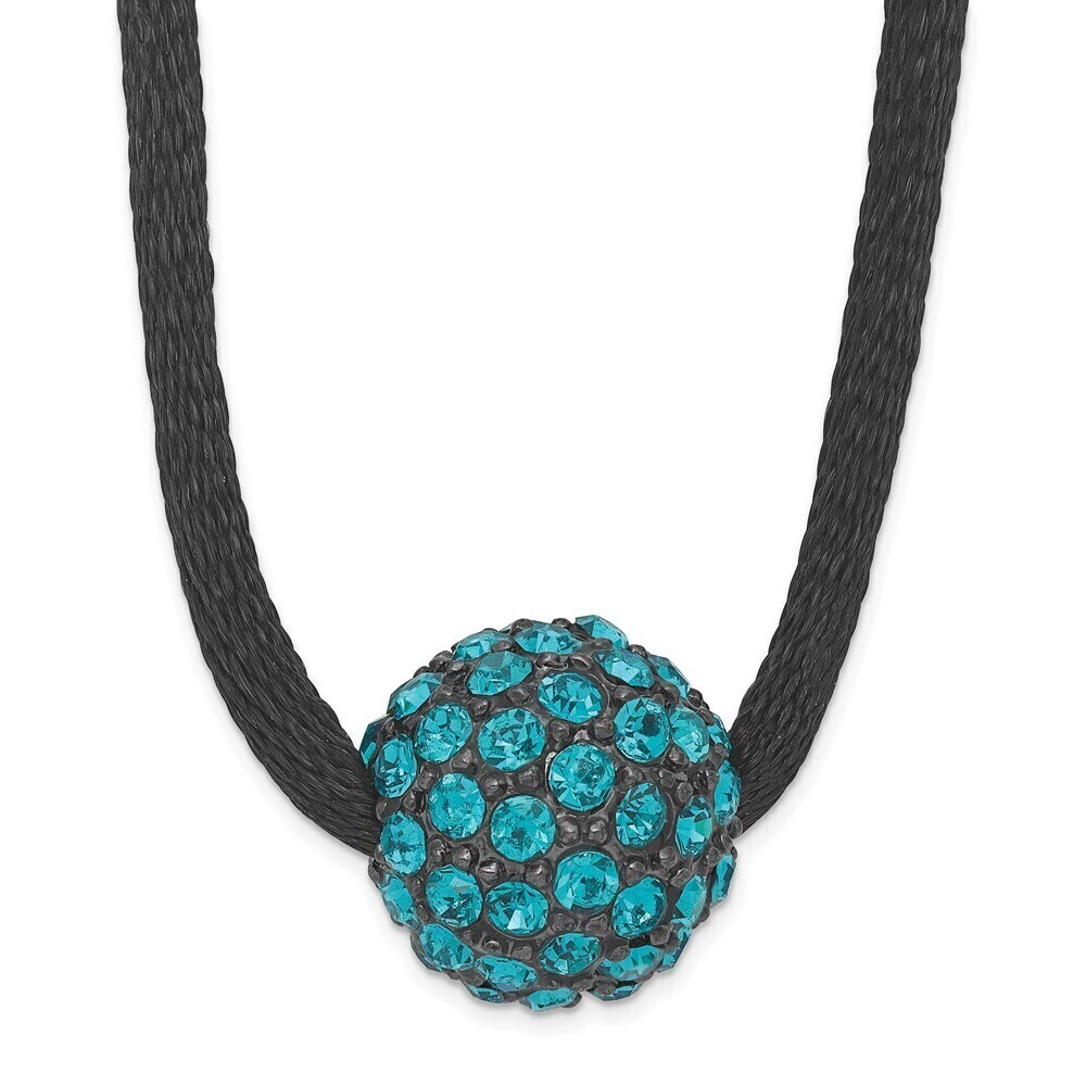 1928 Teal Glass Stones Fireball Adjustable 16" Satin Cord Necklace w 3" ext